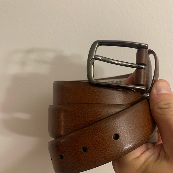 Brand New Perry Ellis Size 34 Brown Leather Belt - Picture 3 of 4